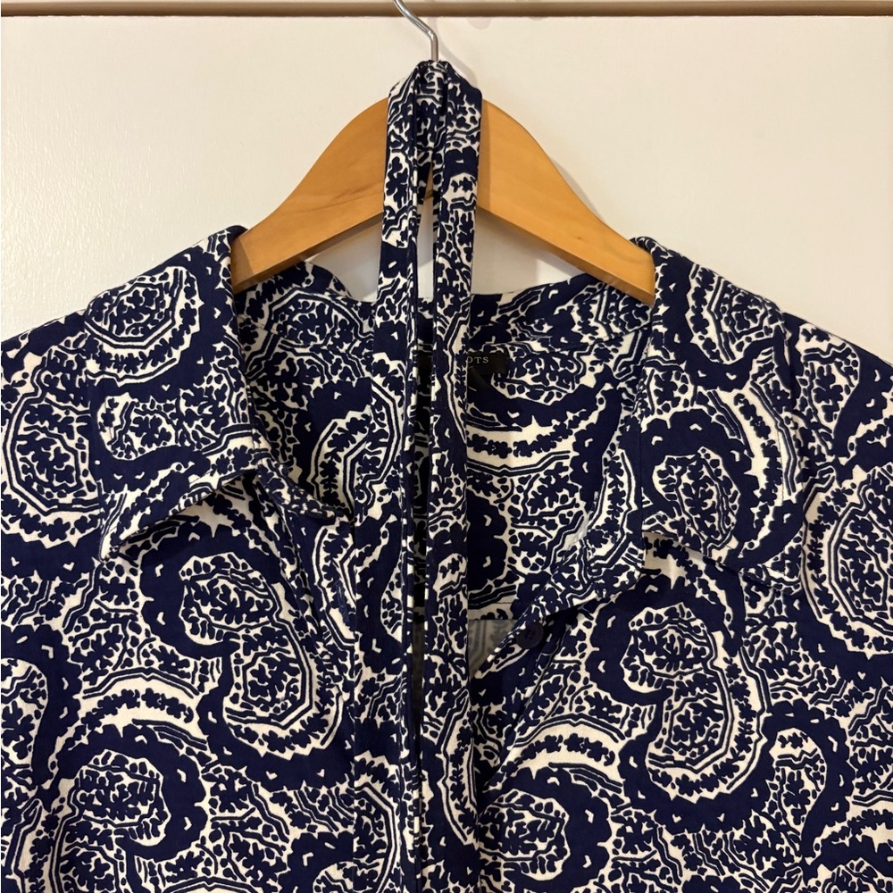 Talbots Elegant Navy and White Paisley Dress